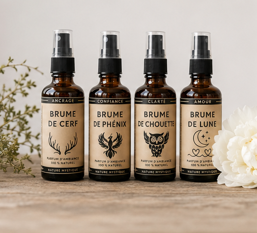 Les 4 brumes Nature Mystique — Cerf, Phénix, Chouette, Lune